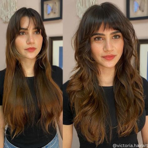 20 Stylish Ways To Wear A Layered Shag With Fringe Long Shag Haircut With Fringe, Shag Haircut On Long Hair, 70s Shag Haircut Long Straight, Shag Fringe Long Hair, Long Shag With Wispy Bangs, Shag Before And After, Piecy Bangs With Long Hair, Long Soft Shag, Long Shag Straight Hair