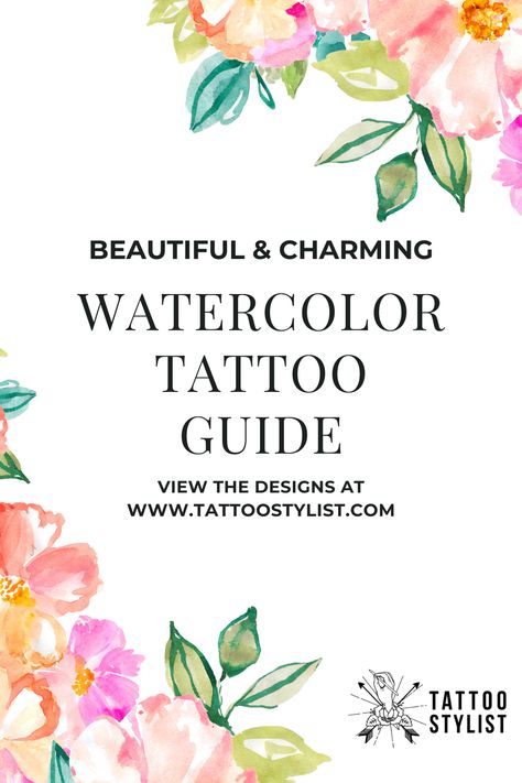 Fineline Watercolor Tattoo, Delicate Watercolor Tattoo, Color Wash Tattoo, Watercolor Back Tattoo, Watercolor Background Tattoo, Water Colour Tattoo Designs, Small Watercolor Tattoos For Women, Tattoo Ideas Watercolor, Watercolor Flower Tattoos