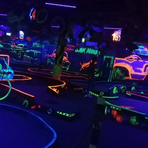 Glow in the dark Village market Mini golf The yard mini golf Golf Glow Mini Golf, Glow In The Dark Mini Golf, Mini Golf Aesthetic, Mini Golf Date, Dark Village, Golf N Stuff, Village Market, Birthday Plans, Mini Golf Course