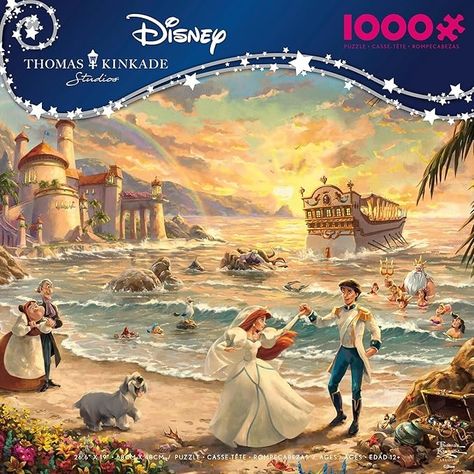 Amazon.com: Ceaco - Thomas Kinkade - Disney - The Little Mermaid - Celebration of Love - 1000 Piece Jigsaw Puzzle, 26.6 x 19 : Toys & Games Kinkade Disney, Thomas Kinkade Disney, Disney The Little Mermaid, Images Disney, Disney Images, Film Disney, Prince Eric, Unique Art Prints, Love Canvas