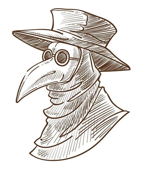 Plague Doctor Mask Drawing, Dark Plague Doctor, Crown Sketch, Head Portrait Drawing, Doctor Drawing, Plague Doctor Mask, Head Portrait, Arte Monster High, Doctor Mask