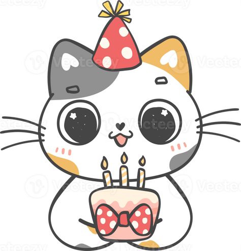 Cute playful happy birthday cat kitten celebrating party cartoon doodle hand drawing Cat Cartoon Images, Birthday Hat Png, Happy Birthday Doodles, Kitten Birthday Party, Happy Birthday Drawings, Happy Birthday Cat, Birthday Doodle, Snoopy Birthday, Birthday Cat