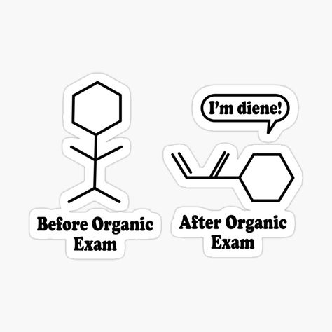 Get my art printed on awesome products. Support me at Redbubble #RBandME: https://www.redbubble.com/i/sticker/Help-Me-I-m-Diene-Chemistry-Joke-by-ScienceCorner/159888446.EJUG5?asc=u Organic Chemistry Aesthetic, Chemistry Stickers, Chemistry Aesthetic, Chemistry Art, Senior Jackets, Chemistry Jokes, Science Stickers, Graphic Ideas, Bts Concept Photo