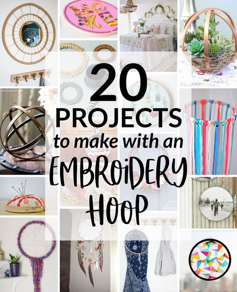 Mirrors, wreaths, laundry bags, planters, decorations, and more. Embroidery hoops can be used for more than just embroidery projects. Large Embroidery Hoop, Hoop Crafts, Embroidery Hoop Decor, Embroidery Hoop Art Diy, Embroidery Hoop Crafts, Embroidery Hoop Wall, Bunny Embroidery, Embroidery Hoop Wall Art, Hoop Projects