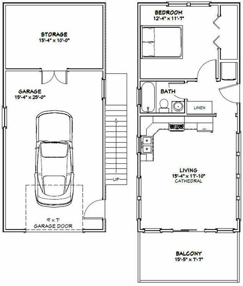 16X36 HOUSE -- 1 Bedroom -- PDF Floor Plan -- 744 sq ft -- Model 10B - $29.99 | PicClick 32x16 Floor Plan, 16x36 Floor Plans, Plan Garage, 1 Car Garage, Garage Apartment Plans, Retirement Living, Basement Bedroom, Garage Apartments, House Cabin