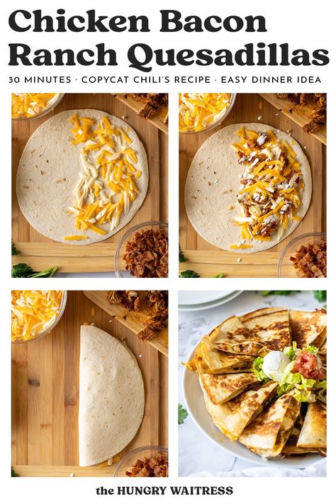 Craving something deliciously easy? These Chicken Bacon Ranch Quesadillas are a perfect blend of smoky bacon, tender chicken, gooey cheese, and creamy ranch all wrapped up in a crispy tortilla. Perfect for a quick lunch, casual dinner, or game day snack, these quesadillas are sure to be a hit with everyone. Customize with your favorite toppings and enjoy! 🥑🌮🧀 #QuesadillaRecipe #ChickenBaconRanch #EasyMeals #ComfortFood #GameDayEats #QuickRecipes #Yummy 📌 Save this recipe for later! Grilled Chicken Bacon Ranch Wrap, Chicken And Bacon Quesadillas, Chicken Bacon Ranch Pita Pockets, Ranch Chicken Wraps Tortillas, Taco Chicken Wraps, Chicken Bacon Ranch Subs Recipe, Chicken Bacon Ranch Nachos, Chicken Bacon Burrito, Chilis Chicken Bacon Ranch Quesadillas