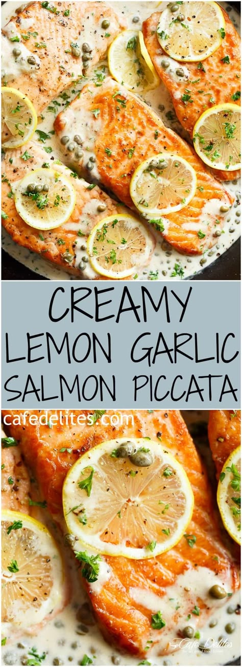 Salmon Piccata, Easy Salmon Recipe, Lemon Garlic Salmon, Lemon Caper Sauce, Caper Sauce, Garlic Butter Salmon, Butter Salmon, Garlic Salmon, Easy Salmon Recipes