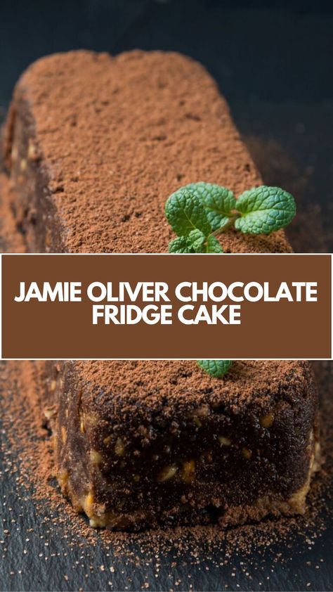 Chocolate Fridge Cake Recipes, Chocolate Shell Desserts, Chocolate Fridge, Chocolate Fridge Cake, Meringue Nests, Fridge Cake, Glace Cherries, Jamie Oliver Recipes, Ginger Nut