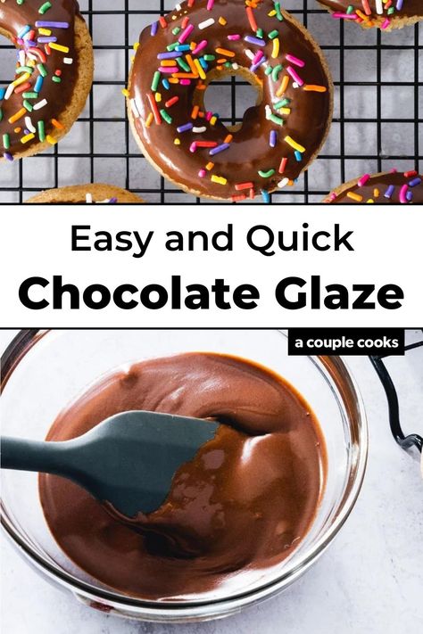 Chocolate Donut Frosting, Easy Chocolate Glaze, Chocolate Glazed Donuts Recipe, Donut Glaze Recipes, Easy Donut Recipe Baked, Donut Icing, Chocolate Glaze Recipes, Chocolate Icing Recipes, Yummy Chocolate Desserts