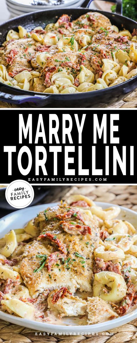 Marry Me Chicken Cheese Tortellini, Chicken Tortolini Recipe, Sundried Tomato Tortellini, Chicken Tortellini Recipes, Marry Me Chicken Tortellini, Cheese Tortellini Recipes, Cheesy Tortellini, Pan Fried Chicken Breast, Tortellini Recipe