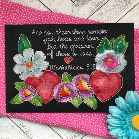 A garden of blooming bright flowers with hearts peaking out. Counted cross stitch for the modern stitcher. Pretty Cross Stitch Patterns, Pretty Cross Stitch, Faith Hope And Love, Stitch Shop, Cross Stitch Bird, Thread Painting, Modern Cross Stitch Patterns, Knitting Gift, Bright Flowers