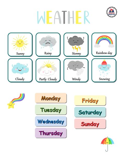 Educational game for children "Weather Calendar" Weather Calendar Preschool, Weather Chart For Kids Classroom, Weather Chart Preschool, Calendar For Preschool, Educational Games For Children, Weather Charts, Weather Preschool, Weather For Kids, Class Calendar