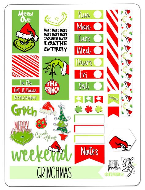 Merry Grinchmas | Digital Planning Freebie – Oh So Whimzey | Digital Planning Designs Christmas Digital Planner Stickers, Free Digital Planning Stickers, Grinch Bullet Journal, Christmas Digital Stickers, Ipad Tricks, Christmas Planner Printables, Journaling Ephemera, Happy Planner Free Printable, Calendar Decal