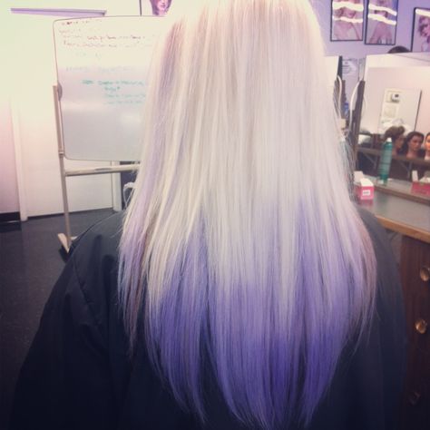 Lavender ombre  Ion color :) Freaking love it!  Hair <3 Blonde To Purple Ombre, White And Purple Hair, Summer Long Hair, Female Drow, Lilac Hair Dye, Lavender Hair Ombre, Long Summer Hair, White Ombre Hair, Red Scene Hair