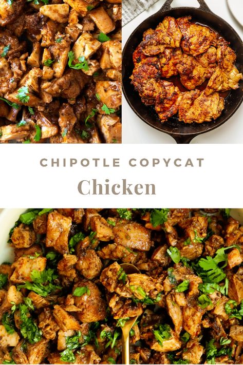 Chipotle Copycat Recipes Crockpot, Chipotle Copycat Chicken, Adobo Chicken Chipotle, Chipotle Copycat Recipes Chicken, Copycat Chipotle Chicken, Chipotle Style Chicken, Chipotle Chicken Recipe, Copycat Chicken From Chipotle, Copycat Sofritas Chipotle