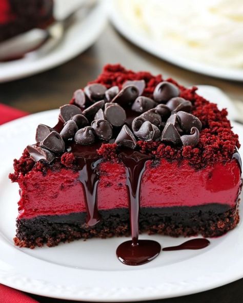 🍷 Red Velvet Cookie Dough Cheesecake 🍰 Indulge in this rich and decadent Red Velvet Cookie Dough Cheesecake! With a luscious red velvet layer, creamy cheesecake filling, and chunks of chocolatey cookie dough, it's the perfect treat for any special occasion or when you're craving something truly indulgent. 💜💥 Ingredients: - Crust: - 2 cups chocolate cookie crumbs - 1/4 cup unsalted butter, melted - Red Velvet Cheesecake Filling: - 16 oz cream cheese, softened - 1 cup granulated sugar... Red Velvet Cookie Dough, Cheesecake Red Velvet, Cheesecake Ingredients, Cookie Dough Cheesecake, Velvet Cheesecake, Red Velvet Cheesecake, Red Velvet Cookies, Cheesecake Filling, Red Food Coloring