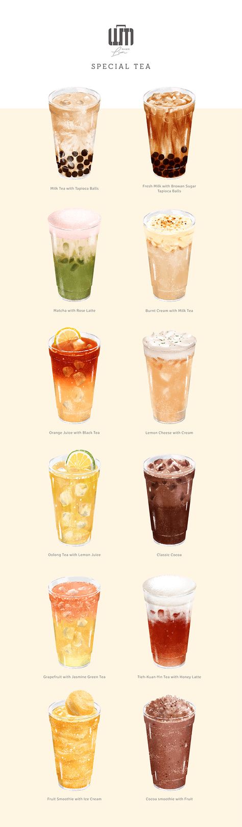 Bubble Tea Menu, Menu Illustration, 귀여운 음식 그림, Food Infographic, Food Artwork, Food Illustration Art, Cute Food Drawings, Cute Food Art, Think Food