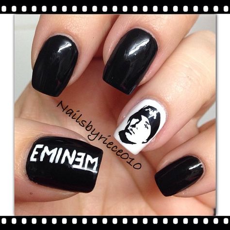 "EMINEM #eminem #eminemnails" Photo taken by @nailsbyriece010 on Instagram, pinned via the InstaPin iOS App! http://www.instapinapp.com (04/24/2014) Eminem Style, Music Nails, Eminem Rap, Wings Tattoo, Dream Nails, Valentine's Day Nails, Love Nails, Swag Nails, Halloween Nails