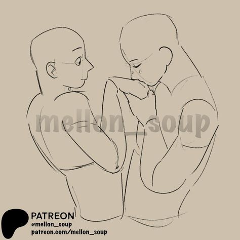 mellon_soup | pose reference drawings | Patreon 2 Person Refrence Pose, Refrence Pose Men, Mellon Soup Ref Couple, Couple Reference Poses Romantic, Melon Soup Pose Reference, Sketches Anatomy, Mellon Soup, Couple Poses Drawing, Couple Poses Reference