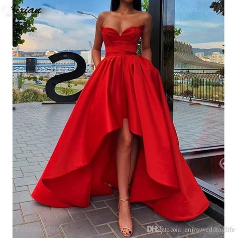 #wattpad #teen-fiction Your in one of the most dangerous Mafias/gangs in NJ, Los Diablos. Its a family and close friend gang. There is another gang on the other side of the town, Las Víboras. One look and it all happened High Low Party Dresses, High Low Evening Dresses, Robes D'occasion, Top Satin, Satin Evening Dresses, Red Evening Dress, Dress Sleeve Styles, Satin Prom Dress, Women's Evening Dresses