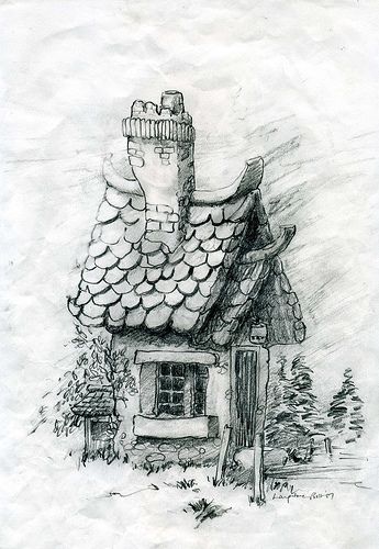 Little House Chinese Roof 2 Chinese House Drawing, Small House Drawing, Chinese Roof, Pottery Idea, Fairytale Houses, Cityscape Drawing, Fairytale House, Fairy Drawings, Building Sketch