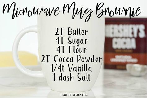 A quick and easy mug brownie recipe with no eggs! Full recipe at threelittleferns.com #recipe #mugrecipes #mugbrownie Brownie In A Mug No Egg, Mug Brownie No Egg, Brownie In A Mug Recipe Microwave, Easy Mug Brownie, Easy Mug Brownie Recipe, Mug Brownie Recipe, Mug Brownie Recipes, Microwave Brownie, Mug Brownie