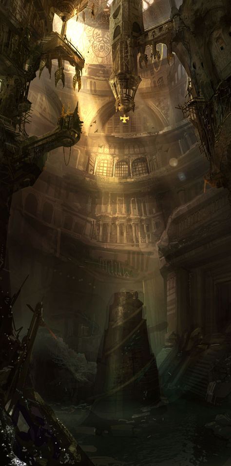 Concept Art by Christian Lorenz Scheurer Concept Art Landscape, Ancient Tomb, Creation Art, Fantasy City, Fantasy Setting, Fantasy Places, Wow Art, Game Inspiration, Fantasy Concept Art