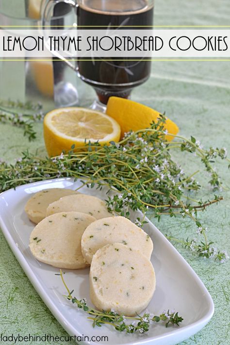 Lemon Thyme Shortbread Cookies | These unique easy to make melt in your mouth delights go perfect with a cup of tea.  Adding a touch of lemon and a hint of Lemon Cake Easy, Herb Recipes, Fun Easy Recipes, Biscuit Cookies, Garden Recipes, Shortbread Cookies, Veggie Burger, Thyme, Best Dessert Recipes