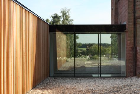 Watergate glass link - ours would look like this wouldn't it? Glass Corridor, Hot Tub Pergola, Glass Walkway, Cottage Extension, Home Extension, Glass Extension, Pergola Ideas, Wood Cladding, Timber Cladding