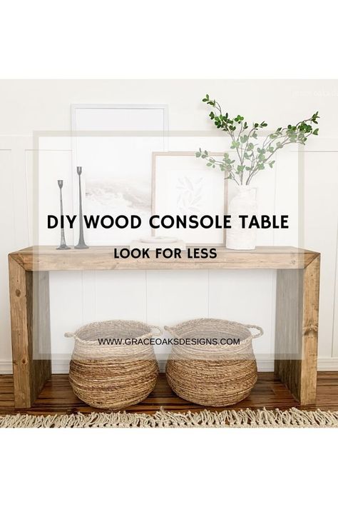 Pine Entry Table, Diy 2x2 Wood Projects, Back Of Couch Table Diy, Sofa Table Plans Diy, Coffee Console Table, Wood Entry Table Diy, Diy Farmhouse Entryway Table, Entry Way Table Wood, Wood Entry Way Tables