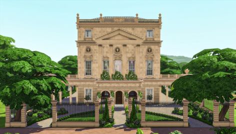 ✨ Danbury House ✨ | Patreon Bridgerton House, Lady Danbury, Regency Era, Floor To Ceiling Windows, Ceiling Windows, Netflix Series, Garden Statues, Sims 4, Thank You