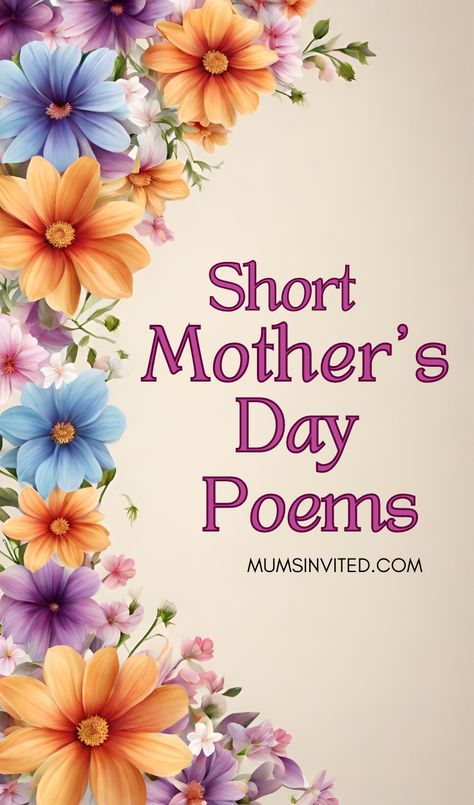 Touch Mom's heart this Mother's Day with our collection of heartwarming poems. Find short & sweet verses for preschoolers, toddlers & kids to express their love. Discover funny, cute, & sincere poems from daughters and sons. Explore printable ideas for handmade cards and crafts. Make Mom & grandma feel special with these beautiful quotes and words of appreciation. Short mothers day quotes. Mother’s day poems from kids. Funny mothers day poems. Happy mothers day poem. Christian mothers day poems. Happy Mother’s Day Beautiful, Mother Day Poems From Kids, Cute Mother’s Day Quotes From Kids, Happy Mothers Wishes, Mothers Day Poems For Toddlers, Sayings For Mother's Day Cards, Mother’s Day Card Ideas Words, Mothers Poems From Daughter, Kids Mother’s Day Poem