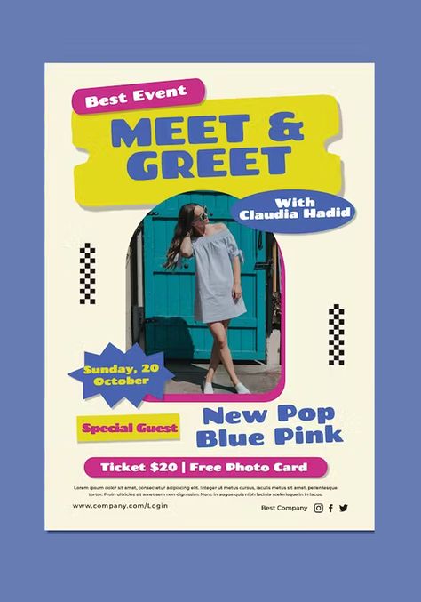 Meet & Greet Best Idol Flyer Template PSD Event Announcement Poster, Meet And Greet Poster Design, Hair Oil Advertisement, Oil Advertisement, Pink Tickets, Meet And Greet, Flyer Poster, Flyer Design Templates, New Poster