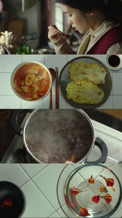 Korean Film Photography, Food In Film, Kdrama Cinematography Aesthetic, Cooking Cinematography, Cinematic Food Photography, Filmography Aesthetic, Storytelling Photography Series, Little Forest Movie, Short Film Aesthetic