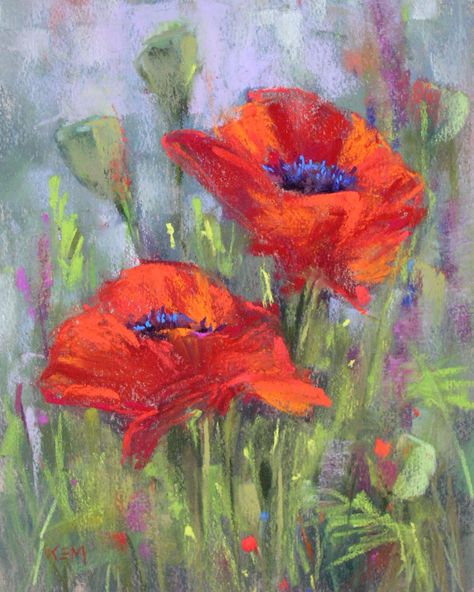 Chalk Pastel Art, Soft Pastel Art, Pastel Artwork, Poppy Art, Oil Pastel Paintings, Dry Pastel, Poppy Painting, Oil Pastel Art, Chalk Pastels