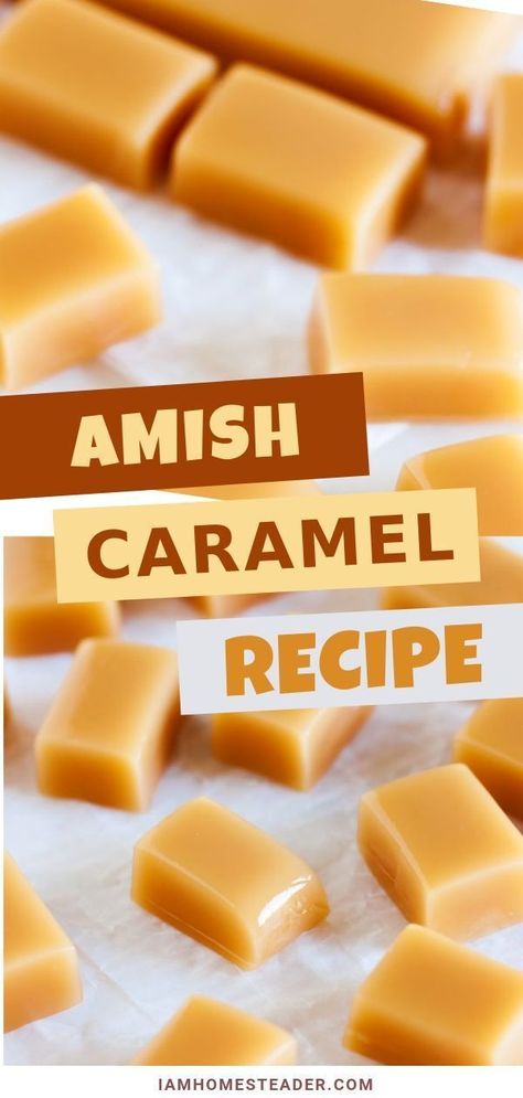 Easy Soft Caramel Recipe, Amish Caramel, Soft Caramels Recipe, Caramel Delights, Easy Candy Recipes, Homemade Candy, Candy Recipe, Candy Recipes Homemade, Christmas Candy Recipes