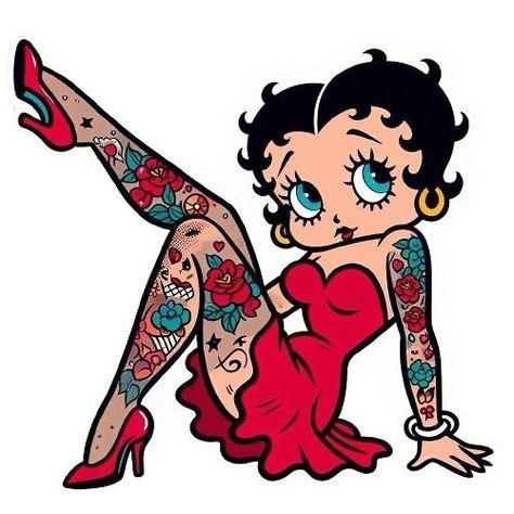 Jessica Rabbit Tattoo, Betty Boop Tattoo, Man Camping, Betty Boop Tattoos, Skates Shoes, Pin Up Girl Tattoo, Lucky Wallpaper, Betty Boop Classic, Brat Doll