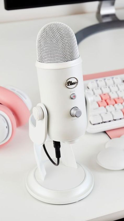 Blue Yeti Microphone Aesthetic, White Microphone, Recording Setup, Yeti Microphone, Blue Yeti Microphone, Podcast Setup, Preppy Phone Case, Blue Microphones, Apple Watch Bands Fashion