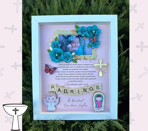 Godparent Proposal, Godparent Gifts, Different Quotes, Picture Frame Display, God Parents, Custom Cake Toppers, Shadow Boxes, Home Decor Pictures, First Communion