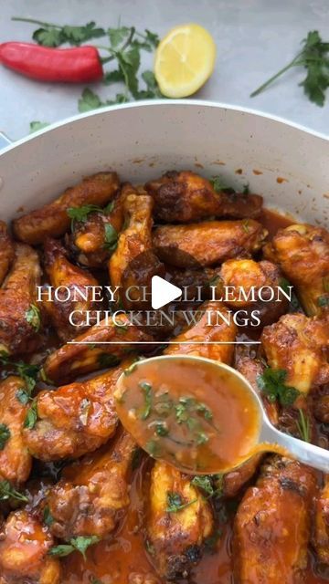 healthy kitchen food on Instagram: "Honey Chilli Lemon Chicken Wings

Juicy, saucy, HONEY CHILLI LEMON CHICKEN WINGS! Ready in 30 minutes! 
You need to try this next! 🤤 Recipe below.
SAVE.

Ingredients 
1kg Chicken Wings
1/2 tsp each of the following: salt, black pepper, garlic granules, turmeric, onion granules, cayenne pepper
1 tsp Paprika 
1 tbsp Corn flour 
1 tbsp Baking powder

For the sauce:
4 tbsp Unsalted butter
1 tbsp Olive oil 
1 1/2 tsp Garlic, minced
1 Green/Red chilli, seeds discarded, finely diced
2 tbsp Chilli lemon seasoning ( I use rajah spices)
1 tbsp Smoked paprika 
2 tbsp Lemon juice
2 tbsp Honey 
Corn flour slurry - 1 tsp Corn flour mixed into 1/2 cup water.
Fresh Parsley 

Method 
Step 1 - In a large bowl, add the chicken  wings. Now add the dry seasonings
and coat w Lemon Seasoning, Red Chilli, Healthy Kitchen, Cayenne Peppers, Fresh Parsley, Lemon Chicken, Black Pepper, Smoked Paprika, Large Bowl