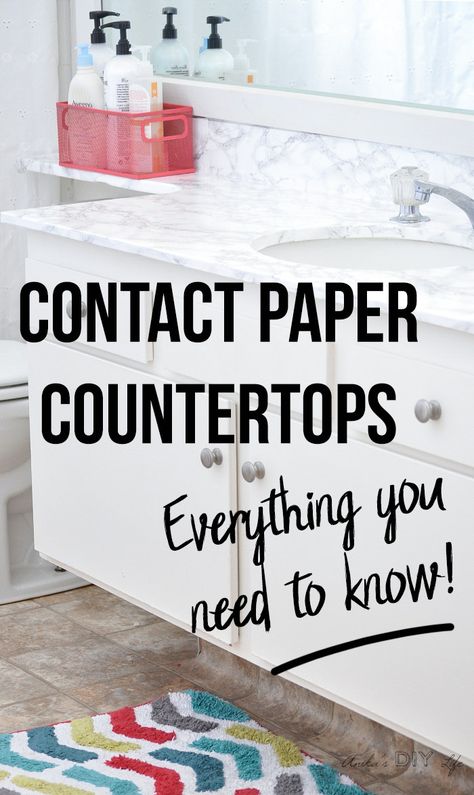 Everything you need to know about contact paper countertops. DIY marble contact paper countertops never looked so great! Check out the before and afters of bathroom, kitchen and other spaces with marble and granite contact paper! #AnikasDIYLife Diy Marble Contact Paper, Contact Paper Countertops, Paper Countertops, Contact Paper Countertop, Granite Bathroom Countertops, Diy Home Decor For Apartments, Easy Home Improvement Projects, Granite Bathroom, Diy Kitchen Countertops