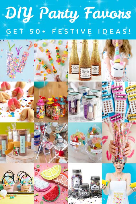 You're going to love this list of unique DIY party favors, perfect for all kinds of celebrations including wedding, birthday, graduation, bridal shower, bachelorette, Halloween, Christmas, and more! Paper Craft Party Favors, Pink Party Favor Ideas, Dollar Store Party Favors, Summer Party Favors For Adults, Dollar Tree Party Favors, Diy Party Favors For Adults, Party Favors Adults, Birthday Party Favors For Adults, Easy Party Favors