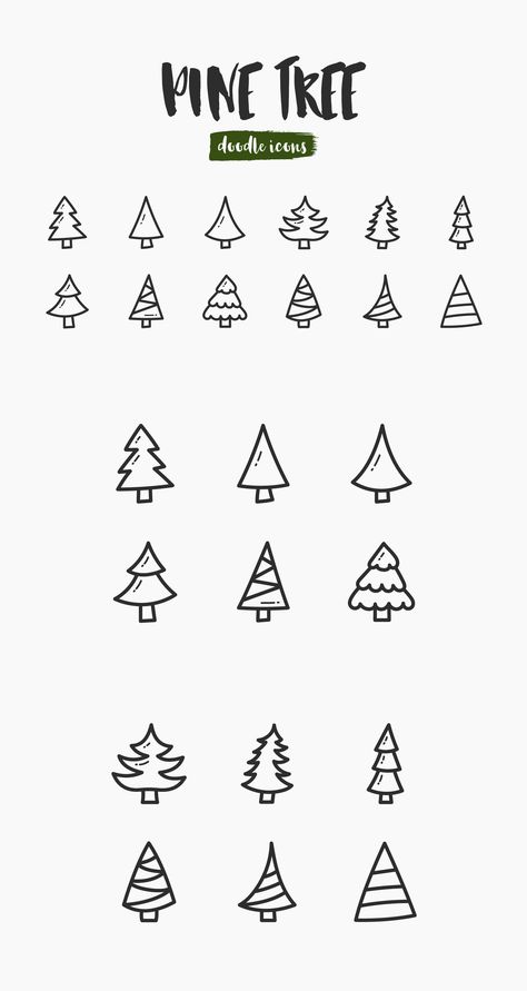 Pine Tree Hand-Drawn Doodle Icons Pine Tree Doodle Simple, Pine Tree Doodle, Outdoor Tattoo, Doodle Icons, Sharpie Doodles, Tree Doodle, Sketch Icon, Tree Sketches, Doodle Icon