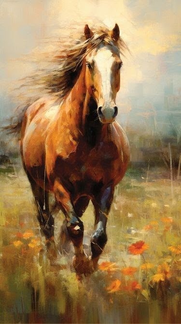 Colorful Horse Art, Meaningful Paintings, Animal Paintings Acrylic, Horse Canvas Painting, Clown Paintings, Horse Art Drawing, Abstract Horse Painting, Countryside Art, Horse Oil Painting