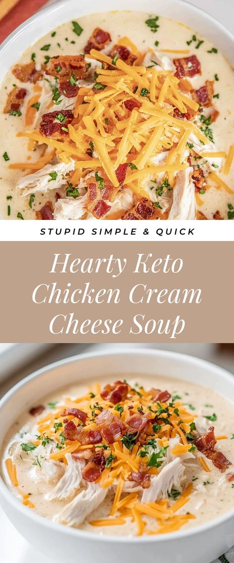 Image for Hearty Keto Chicken Cream Cheese Soup Keto Cream Soup Recipe, Low Carb Soup Chicken, Chicken Cheese Soup, Cream Cheese Soup, Low Carb Chicken Soup, Chicken Cream Cheese, Low Carb Chicken Casserole, Keto Chicken Soup, Stews Recipes