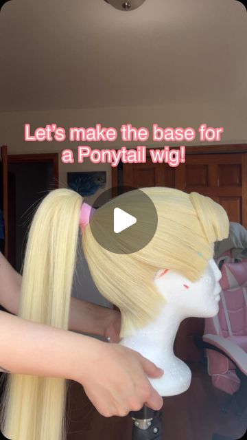 Ponytail Wig Tutorial, Princess Peach Wig Tutorial, Cosplay Wig Tutorial, Ponytail Wigs, Wig Tutorial, High Ponytail Hairstyles, Ponytail Wig, One Piece Cosplay, Cosplay Tutorial