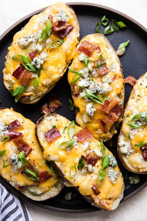 The Modern Proper Recipe For Twice Baked Potatoes, Easy Twice Baked Potatoes, Best Twice Baked Potatoes, Leftover Baked Potatoes, Crispy Potato Skins, Baked Potato Skins, Spiralized Sweet Potato, Best Potato Recipes, Sweet Potato Hummus