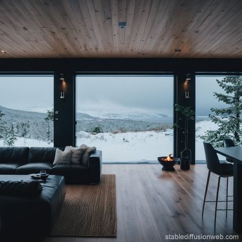 Cozy Norwegian Archipelago House in a Snow Storm | Stable Diffusion Online Norwegian Cabin Interior, Norway House Interior, Norwegian Cabin, Norwegian Home, Norway House, Norwegian House, Perfect House, Snow Storm, Unique Image