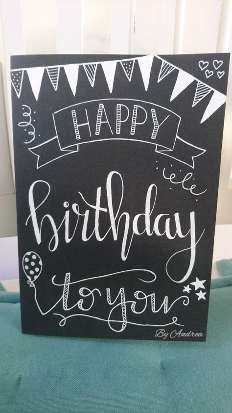 Happy Birthday Chalkboard Art Easy, Happy Birthday Writing Style, Happy Birthday Chalkboard Art, Happy Birthday Chalkboard, Birthday Chalkboard Art, Calligraphy Birthday Card, Happy Birthday Writing, Chalkboard Art Quotes, Happy Birthday Drawings