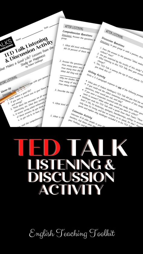 TED Talk Activities for Teens, Adults, and ESL Activities For High School, Speaking Activities Esl, Sub Plan, Esl Activities, Teaching Special Education, Speaking Activities, Ted Talk, English Teaching, English Resources